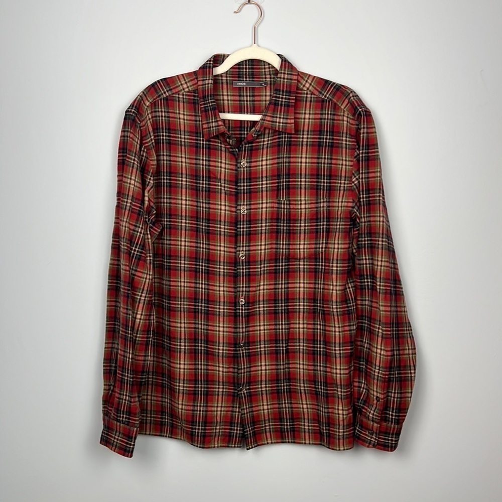 Theory men’s plaid flannel button down casual shirt size XL